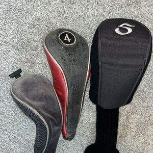 Set of 3 worn old hybrid & 5 head cover covers